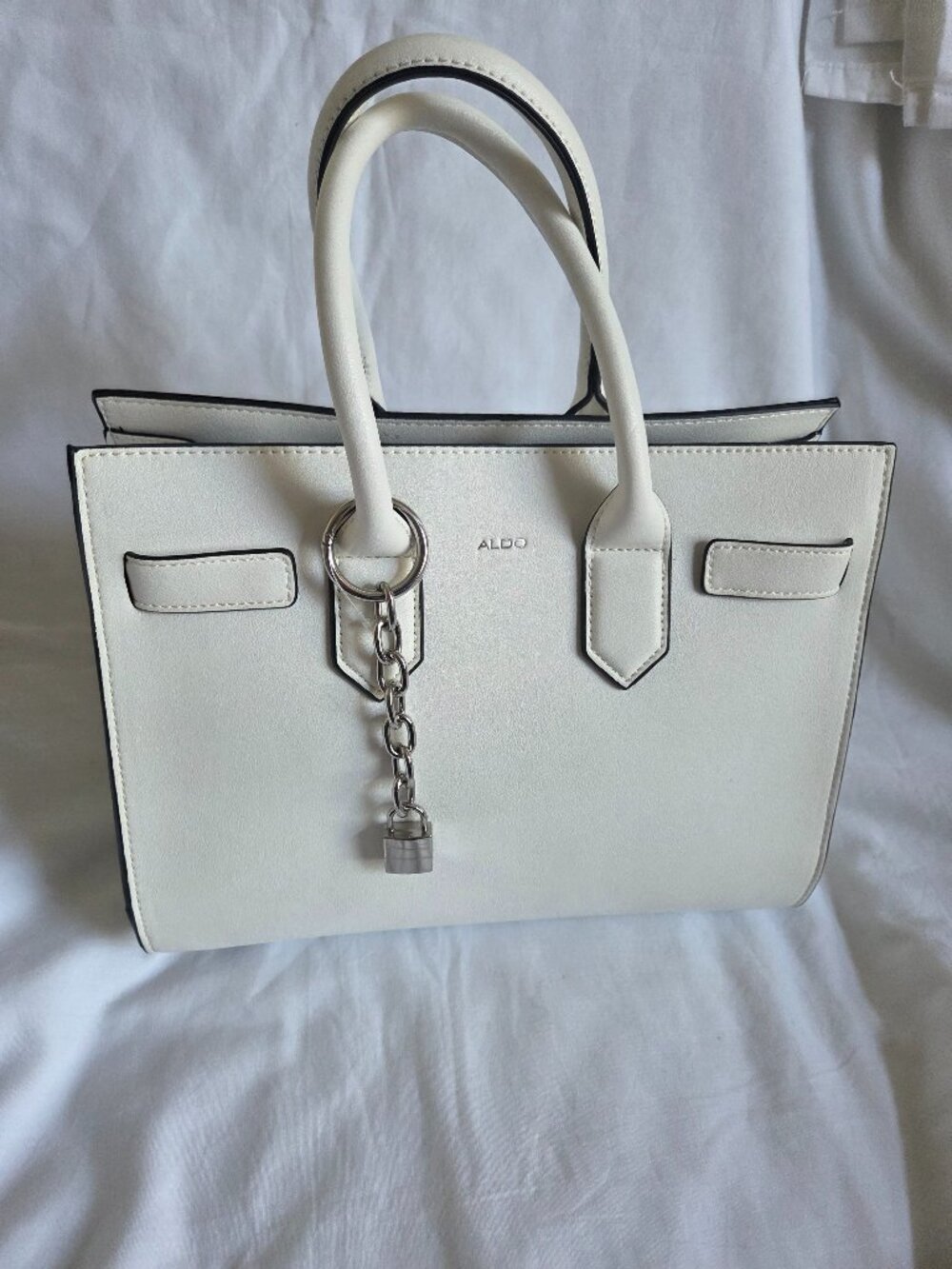 NWT  ALDO white structured satchel tote bag